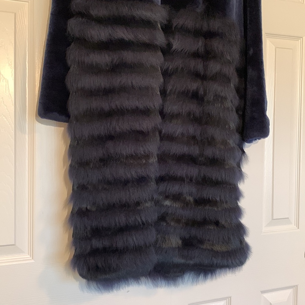 Full Length• Royal Blue•Lamb and Rabbit Fur Coat• Tory Burch - Picture 6 of 13